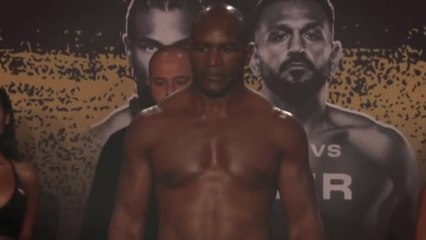 Holyfield weighs-in ahead of comeback fight against Belfort