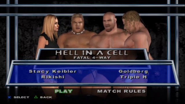 Here Comes the Pain Stacy Keibler(ovr 100) vs Rikishi vs Goldberg vs Triple H