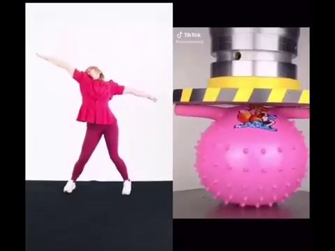 Danseuse VS objets écrasés par une presse hydraulique... Tellement drôle