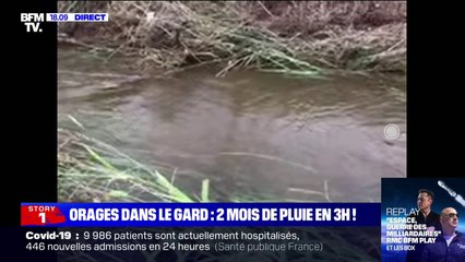 Inondations dans le Gard: l'eau est en train de s'évacuer sur la route de Vergèze