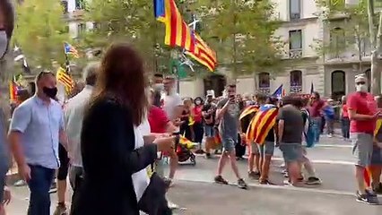 Els presidents Laura Borràs i Quim Torra, aplaudits pels manifestants