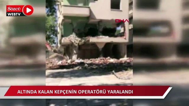 Elazığ'da yıkım sırasında bina çöktü; altında kalan kepçenin operatörü yaralandı