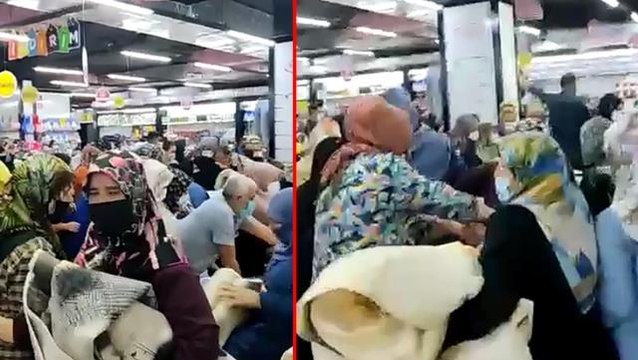 Tüm halıları 50 TL'den satışa çıkaran mağazada izdiham yaşandı