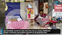 Un hombre adapta una oficina de La Caixa cerrada  como vivienda en pleno Eixample de Barcelona