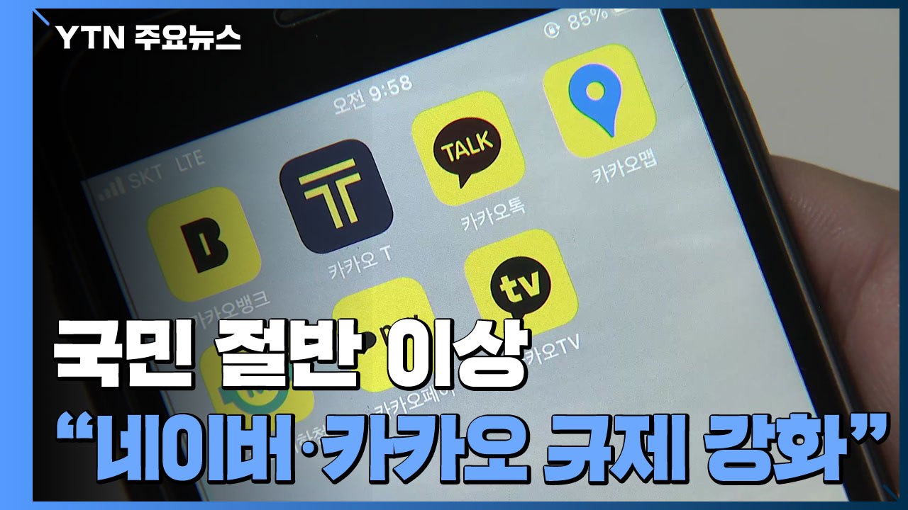 국민 절반 이상, '카카오·네이버' 규제 강화 "필요하다" / YTN