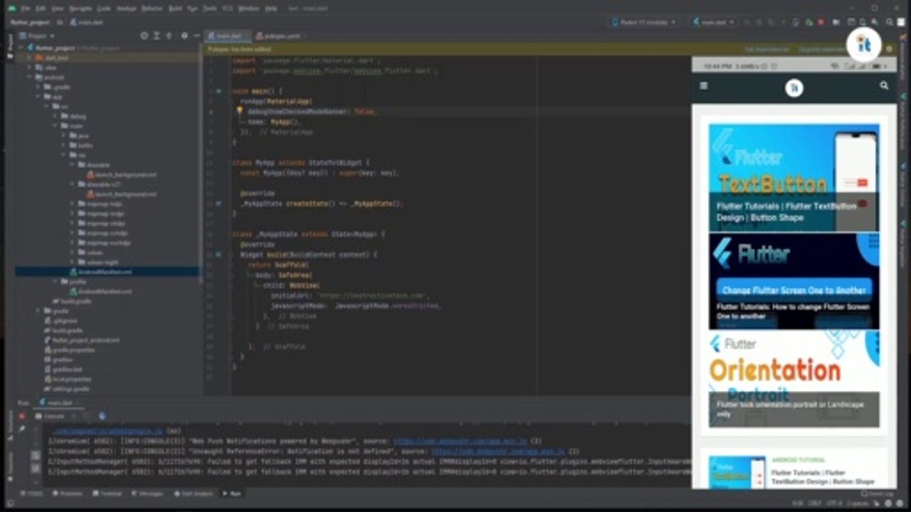 Flutter WebView plugin Example | Convert Website To App | Flutter Tutorial WebView