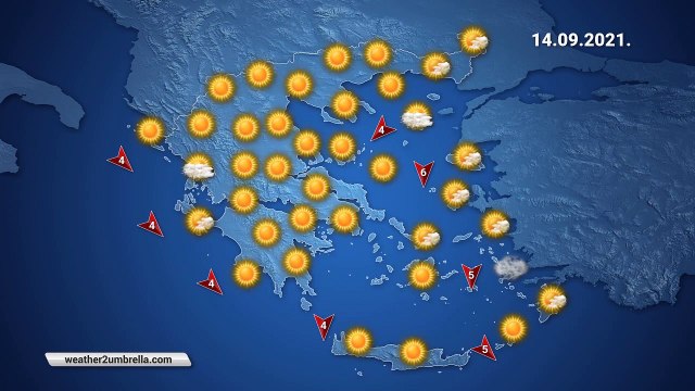 Η πρόγνωση του καιρού για την Τρίτη 14-09-2021