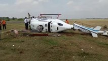 Helikopter Jatuh di Ujung Landasan Bandara Budiarto Tangerang