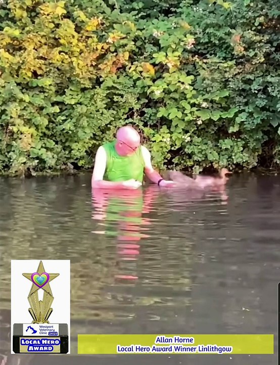 West Lothian hero braves freezing canal to save drowning duck trapped in plastic