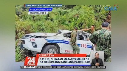 8 pulis, sugatan matapos mahulog sa bangin ang kanilang patrol car | 24 Oras