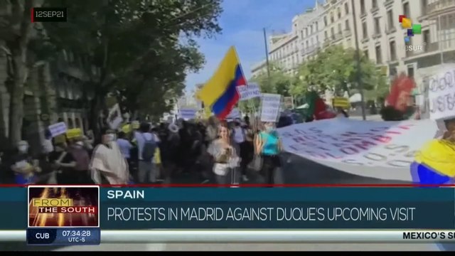 Spain:The Colombian community protested in Madrid against the visit of Iván Duque
