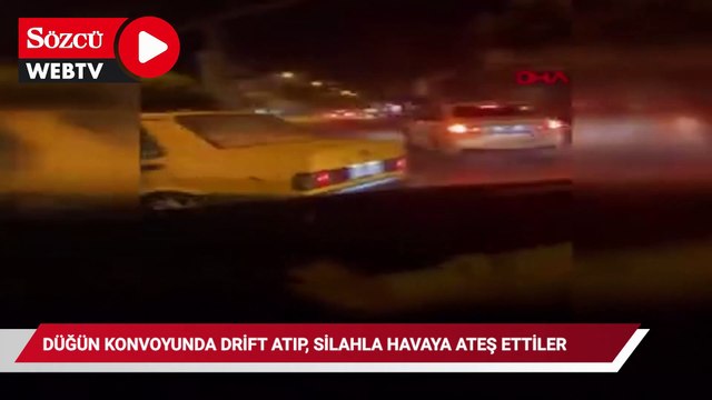 Düğün konvoyunda drift atıp havaya ateş ettiler