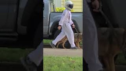 Astronaut and Dog Take A Walk