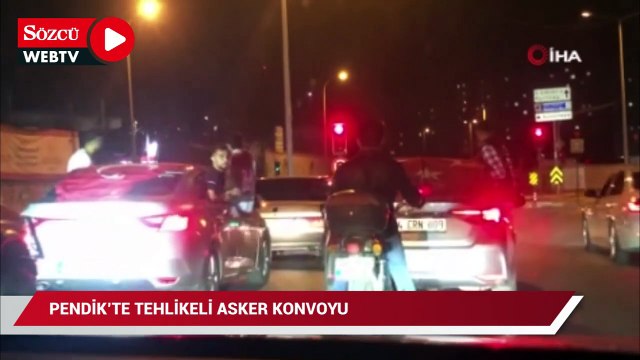 Pendik’te tehlikeli asker konvoyu kamerada