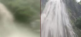 Water flow of  waterfalls rises due to heavy rainfall