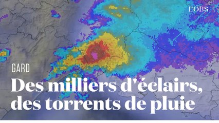 Des orages intenses et des pluies diluviennes s'abattent sur le Gard