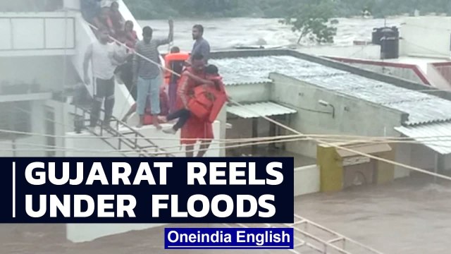 Gujarat floods: Heavy rains in Saurashtra as NDRF, IAF respond | Oneindia News