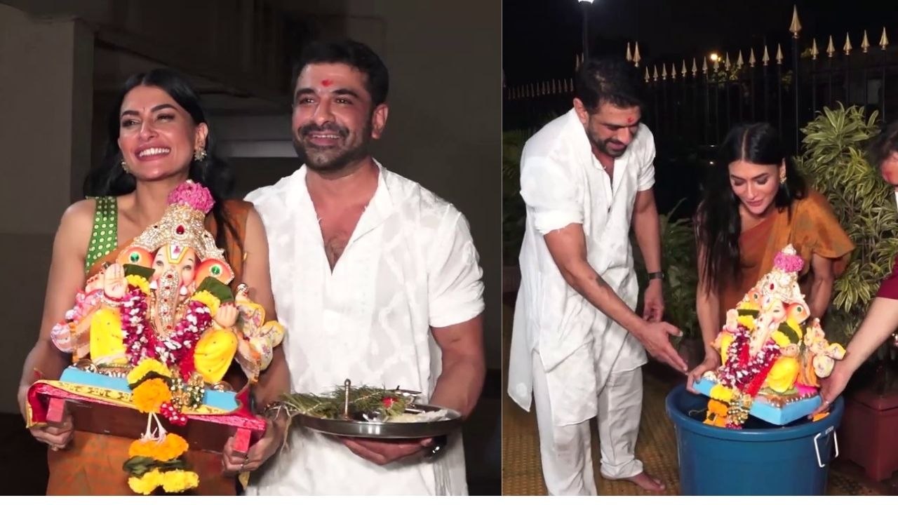 Lovebirds Pavitra Punia & Eijaz Khan Perform Ganesh Visarjan | SpotboyE