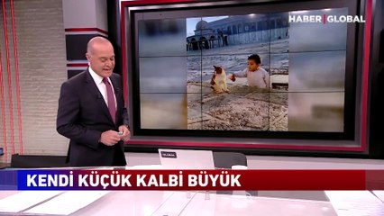 Kendi küçük kalbi büyük! Filistinli çocuk ekmeğini kediyle paylaştı