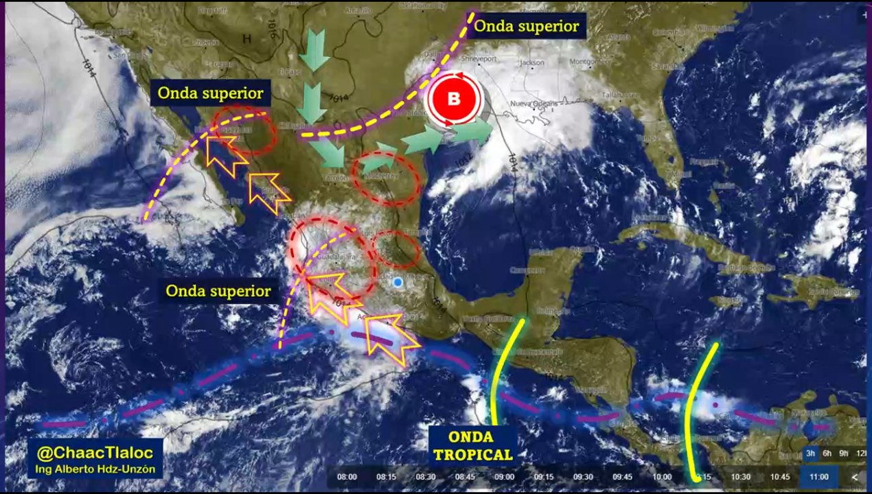 Clima de hoy martes: Desarrollo de sistemas de tormentas eléctricas con chubascos muy fuertes