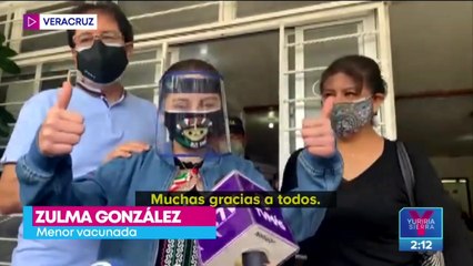 Vacunan contra Covid-19 a Zulma y otros 12 menores en Veracruz