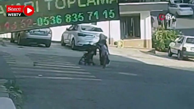 Sinop’ta dehşet anları: Yokuş aşağı kayan bebek arabası apartman bahçesine düştü