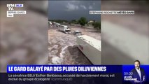 Orages dans le Gard: les images de l'A9 transformée en torrent d'eau