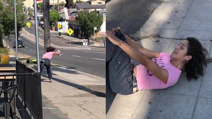 'Funny Bombing Fail Causes Skateboarder to Face Plant'