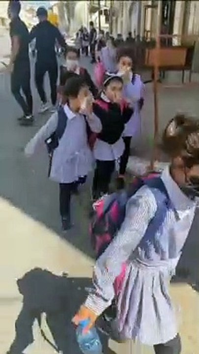 Israeli occupation forces fire tear gas toward the schools and kindergartens in the southern area of Hebron