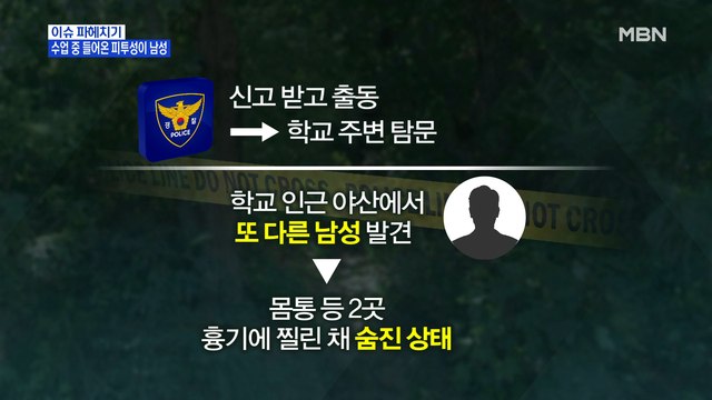 MBN 뉴스파이터- 살려 달라 피투성이 남성, 교실 난입…야산에서는 숨진 남성 발견