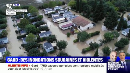 Gard: un département sous les eaux, victime d'inondations soudaines et violentes