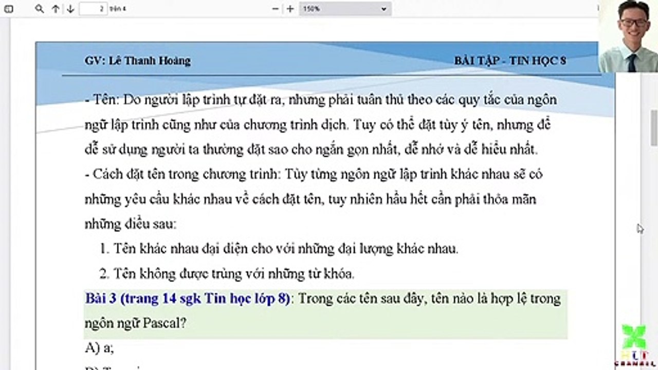 Tin học 8 - Chương 1 - Bài 2 - Làm quen với chương trình và ngôn ngữ lập trình - Bài tập
