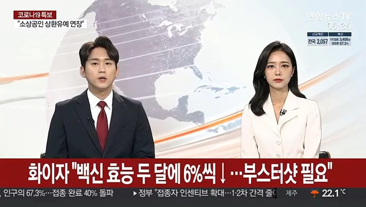 화이자 "백신 효능 두 달에 6%씩↓…부스터샷 필요"
