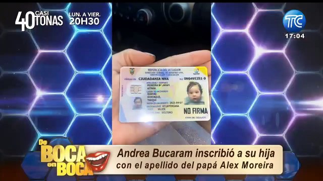 La hija de Andrea Bucaram ya lleva los apellidos de Alex Moreira