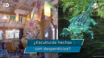 Hace arte con botellas recicladas