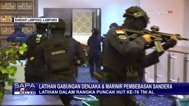 Begini Latihan Gabungan Denjaka dan Marinir Pembebasan Sandera di Gedung Pemprov Lampung