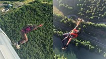 'Skater Girl Pulls Off CRAZY B.A.S.E Jump Off Bridge in France '