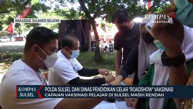 Capaian Vaksin Pelajar Rendah, Polda Sulsel Dan Dinas Pendidikan Gelar Roadshow Vaksinasi
