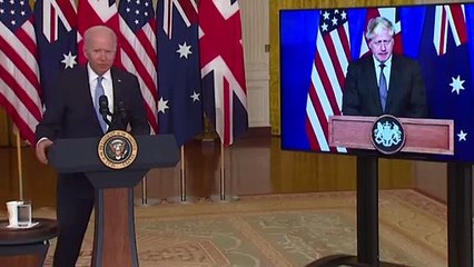 Joe Biden thanks Boris Johnson and 'that feller down under' as they announce new US, UK and Australia defense pact