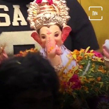 Shilpa Shetty Kundra and Raj Kundra dancing together and celebrating ganesh utsa