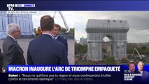 Emmanuel Macron inaugure l’Arc de Triomphe empaqueté