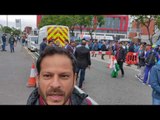 Fans gathering at Old Trafford stadium