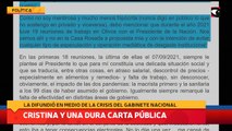 Crisis en el Gobierno nacional Cambios en el Gabinete y revisión del presupuesto algunos de los reclamos al Presidente que Cristina Kirchner expuso en su carta