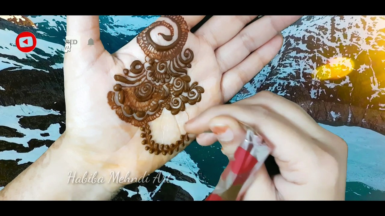Front hand Arabic mehndi design  - easy simple indo Arabic mehndi - मेहंदी  design - HabibaMehndiArt