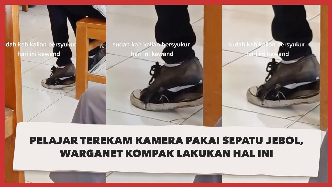 Pelajar Terekam Kamera Pakai Sepatu Jebol, Warganet Kompak Lakukan Hal Ini