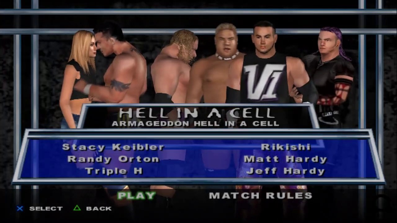Here Comes the Pain Stacy Keibler vs Randy Orton vs Triple H vs Rikishi vs Matt Hardy vs Jeff Hardy