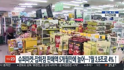 슈퍼마켓·잡화점 판매액 5개월만에 늘어…7월 3.9조로 4%↑