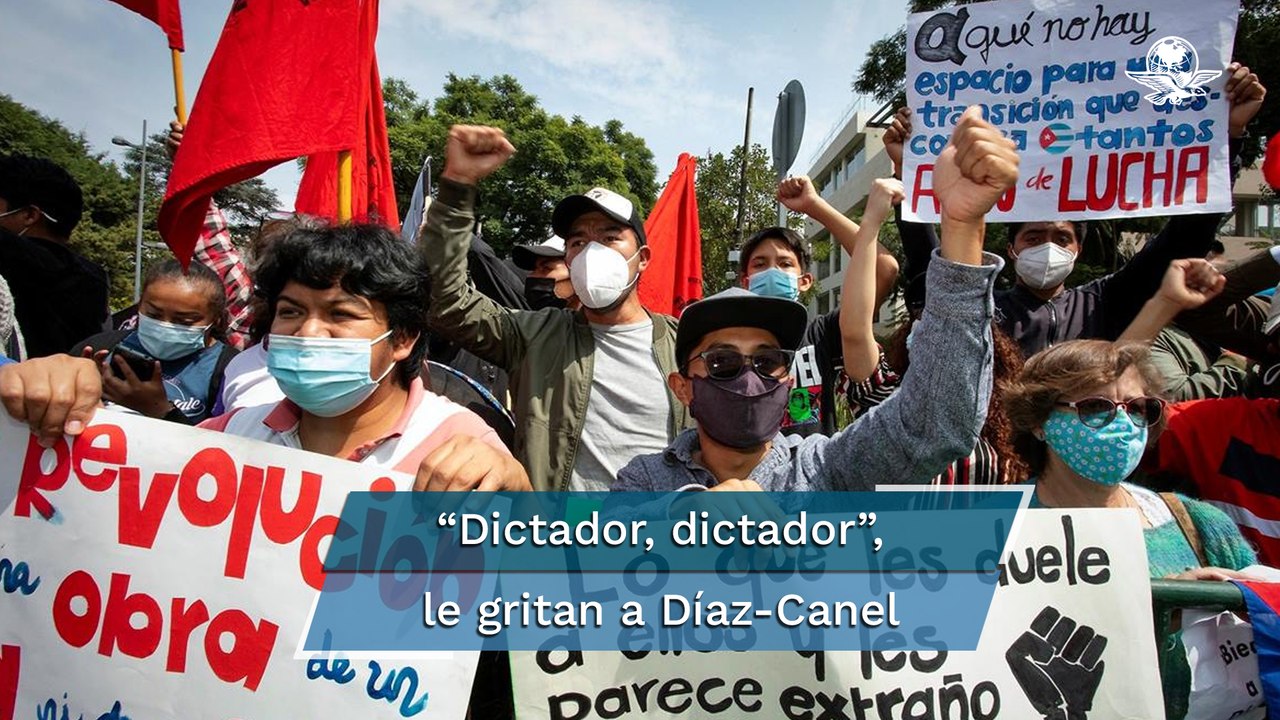 Protestan opositores en embajada de Cuba en México por visita de Díaz-Canel