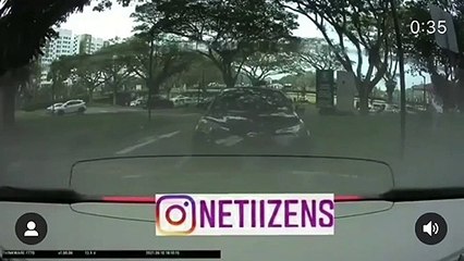 Father and Child walks just Inches away from death when a car rams forward almost killing them