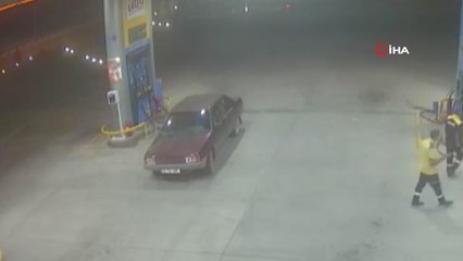Benzin istasyonunda facianın eşiğinden dönüldü